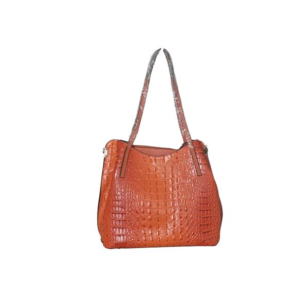 FAUX CROC SATCHEL WITH LONG CROSSBODY STRAP - Picture 5 of 9